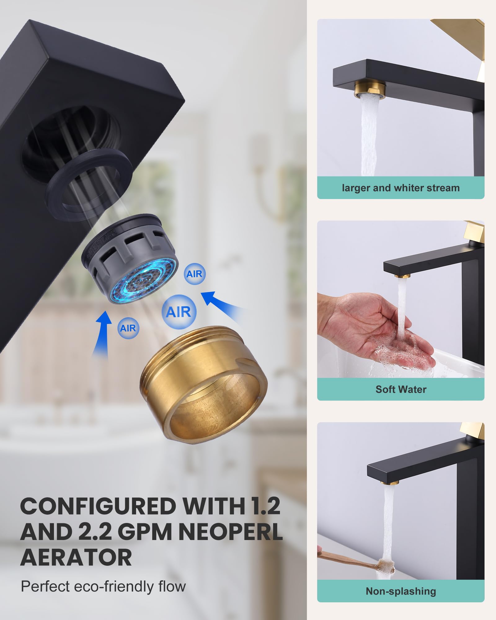 ARCORA stainless-steel body provides durability with a premium black-gold finish.