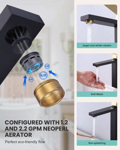 ARCORA stainless-steel body provides durability with a premium black-gold finish.