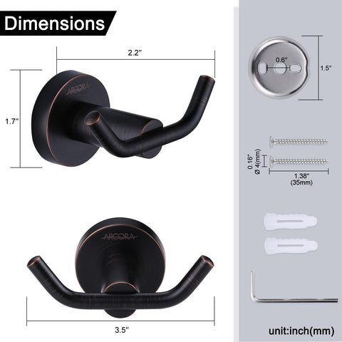 ARCORA wall hook with included hardware shown for quick setup.