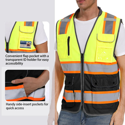 ArcRidge Reflective Safety Vest back view with dual-tone strips for night visibility