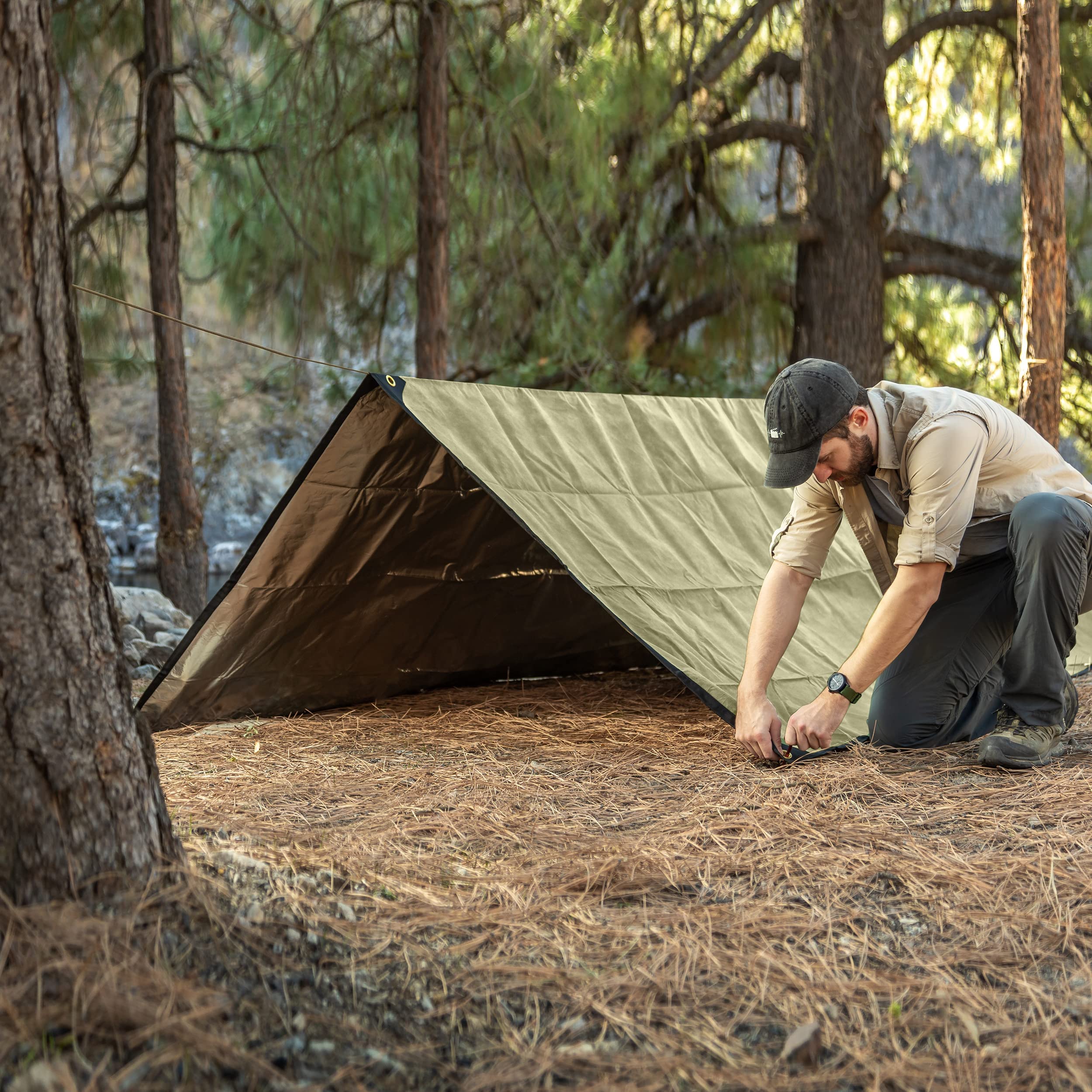 Arcturus XL tarp showcases waterproof polypropylene backing ideal for ground cover