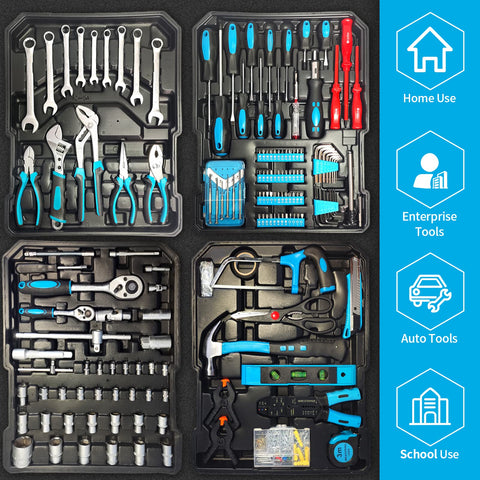 Arcwares blue tool set with chrome-finished tools for durable home projects.