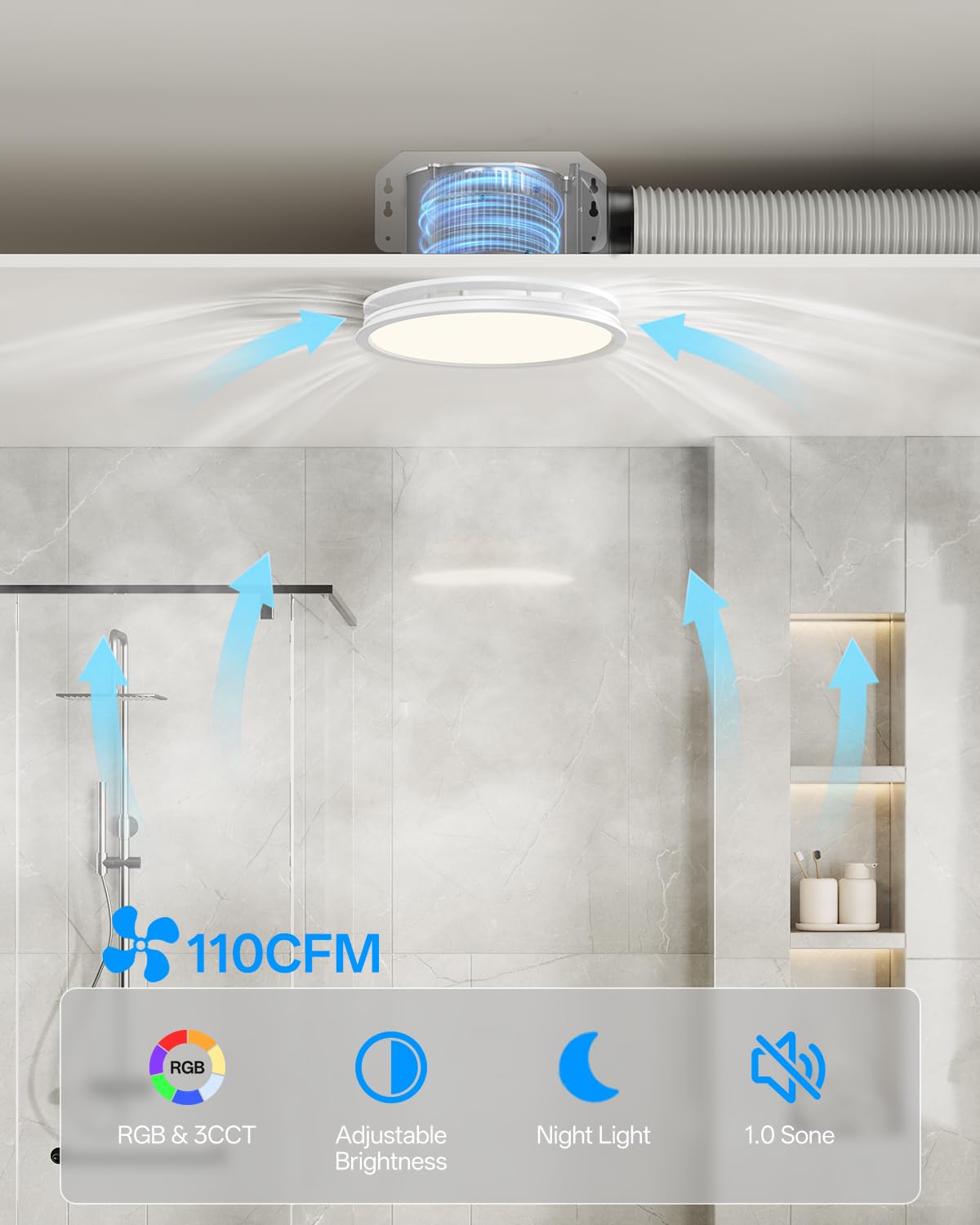 Arecovas compact design fits standard ceiling openings in small spaces