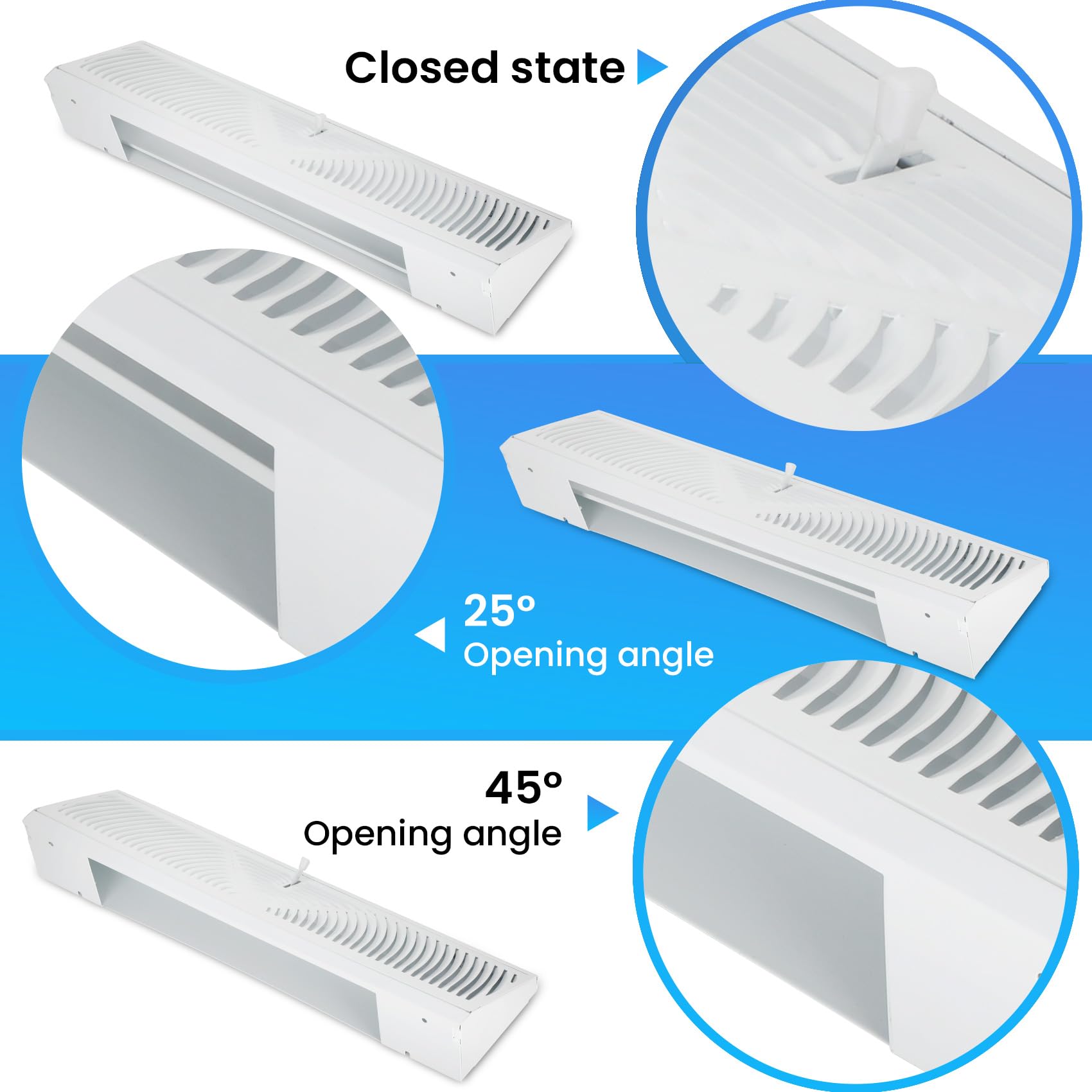 Aremae baseboard diffuser 15inch white front view—clean lines blend with baseboards.