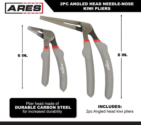 ARES 51018 angled head 8-inch pliers extend reach around obstructions.