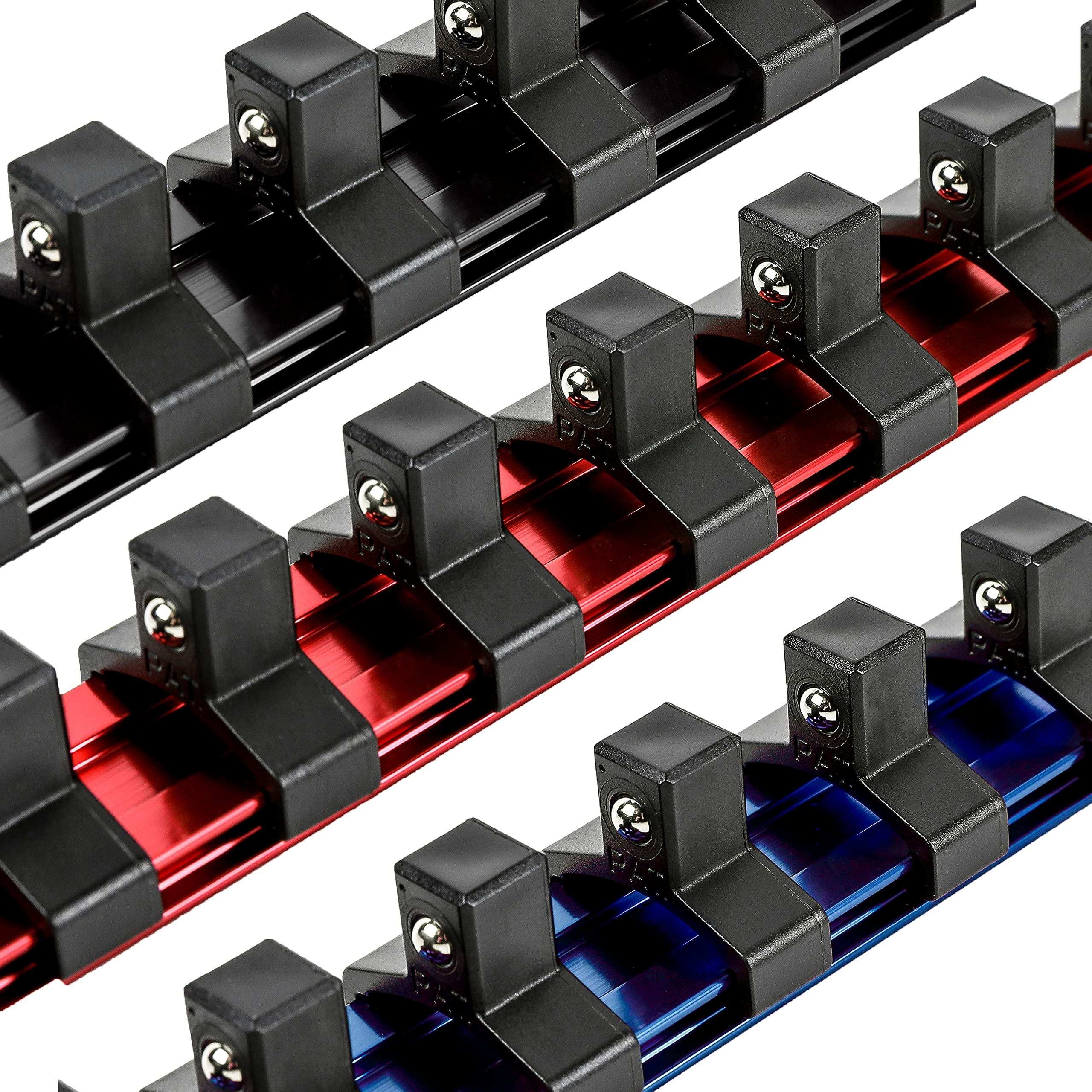 ARES 60103 three color rails in use on a workbench for organized sockets