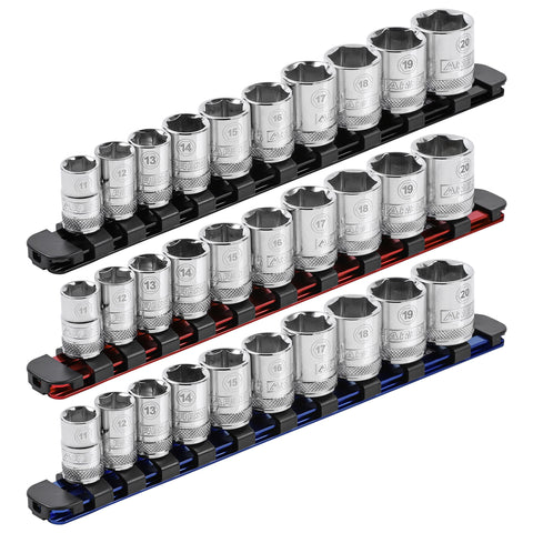 ARES 60103 red rail with locking end caps showing secure socket storage