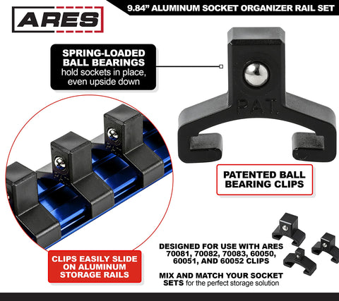 ARES 60103 close-up of spring loaded socket clips gripping sockets