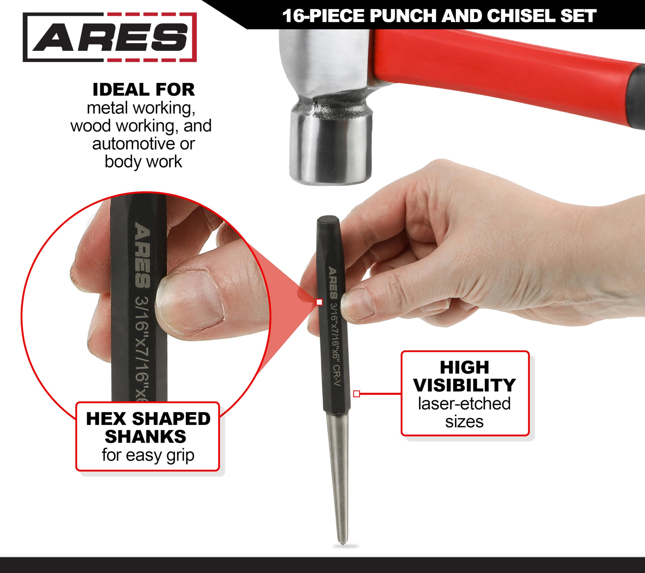 ARES cold chisels for clean cuts in metal and wood