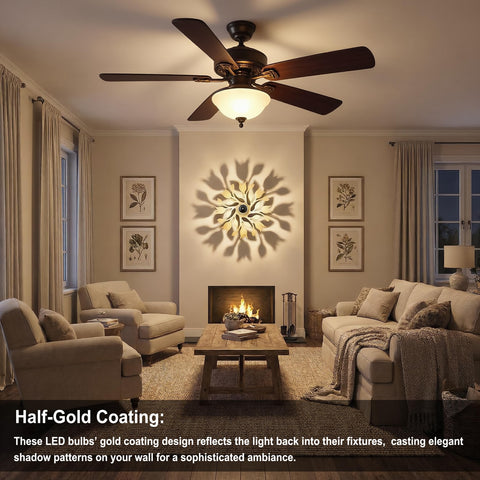 ARGANOL gold-tipped LED Edison bulb with warm 2700K glow.