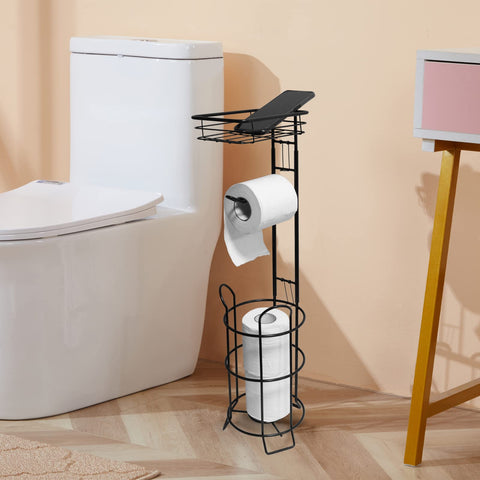 Argatin black bathroom setup with stand enhances organization near sink