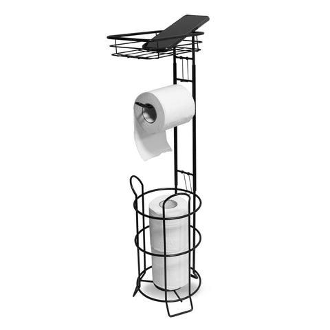 Argatin black toilet paper stand with raised base for stable storage