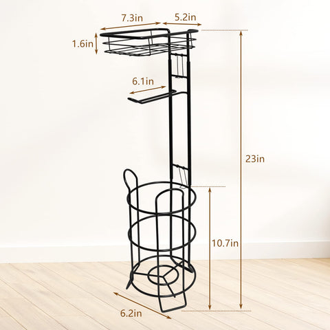 Argatin black toilet paper stand with top shelf for phone and wipes