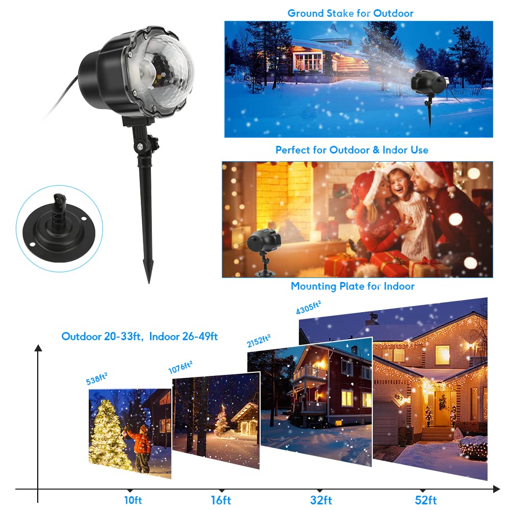 LED projection by ARGIGU offers eye-friendly illumination of a vivid snowfall scene