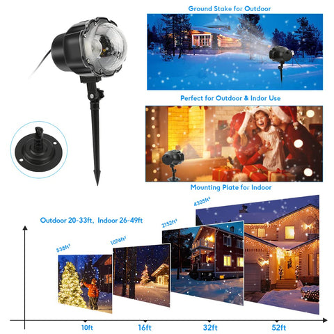 LED projection by ARGIGU offers eye-friendly illumination of a vivid snowfall scene