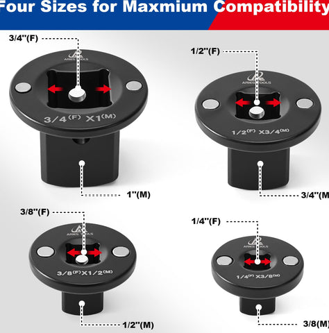 Aries Tools socket adapter Cr-Mo steel offers high-torque reliability.