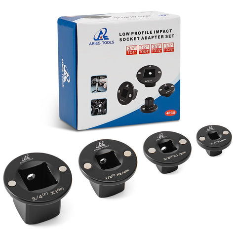 Aries Tools socket adapter low-profile 0.15 inch improves access in tight spaces.