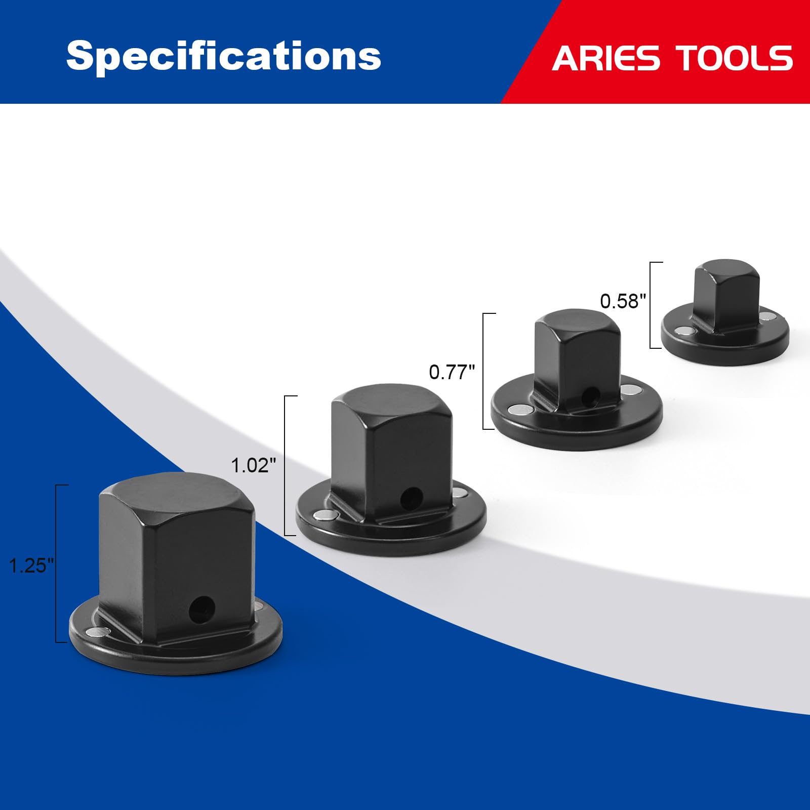 Aries Tools socket adapter magnetic grip secures sockets for slip-free use.
