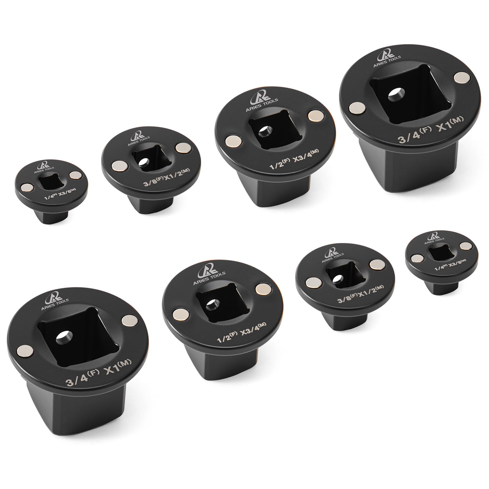 Aries Tools socket adapter stackable design keeps tools organized and portable.