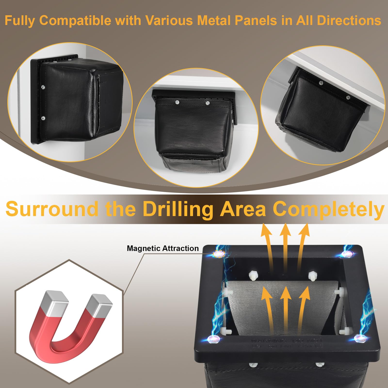 Arinakii electrical drill dirt bag catching metal shavings near panels