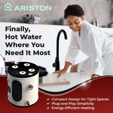 Ariston compact design mini tank delivers portable hot water for small spaces.