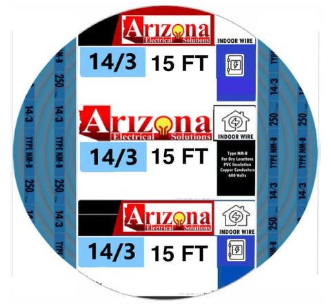 Arizona Electrical Solutions 15 ft NM-B 14/3 copper wire with blue jacket for residential wiring