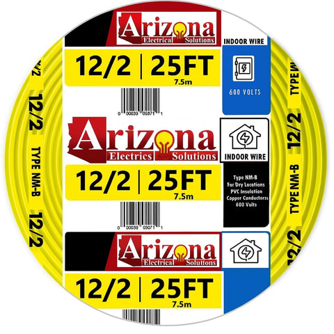 ARIZONA ELECTRICAL SOLUTIONS 25 ft NM-B cable close-up highlighting copper conductors for reliable power delivery