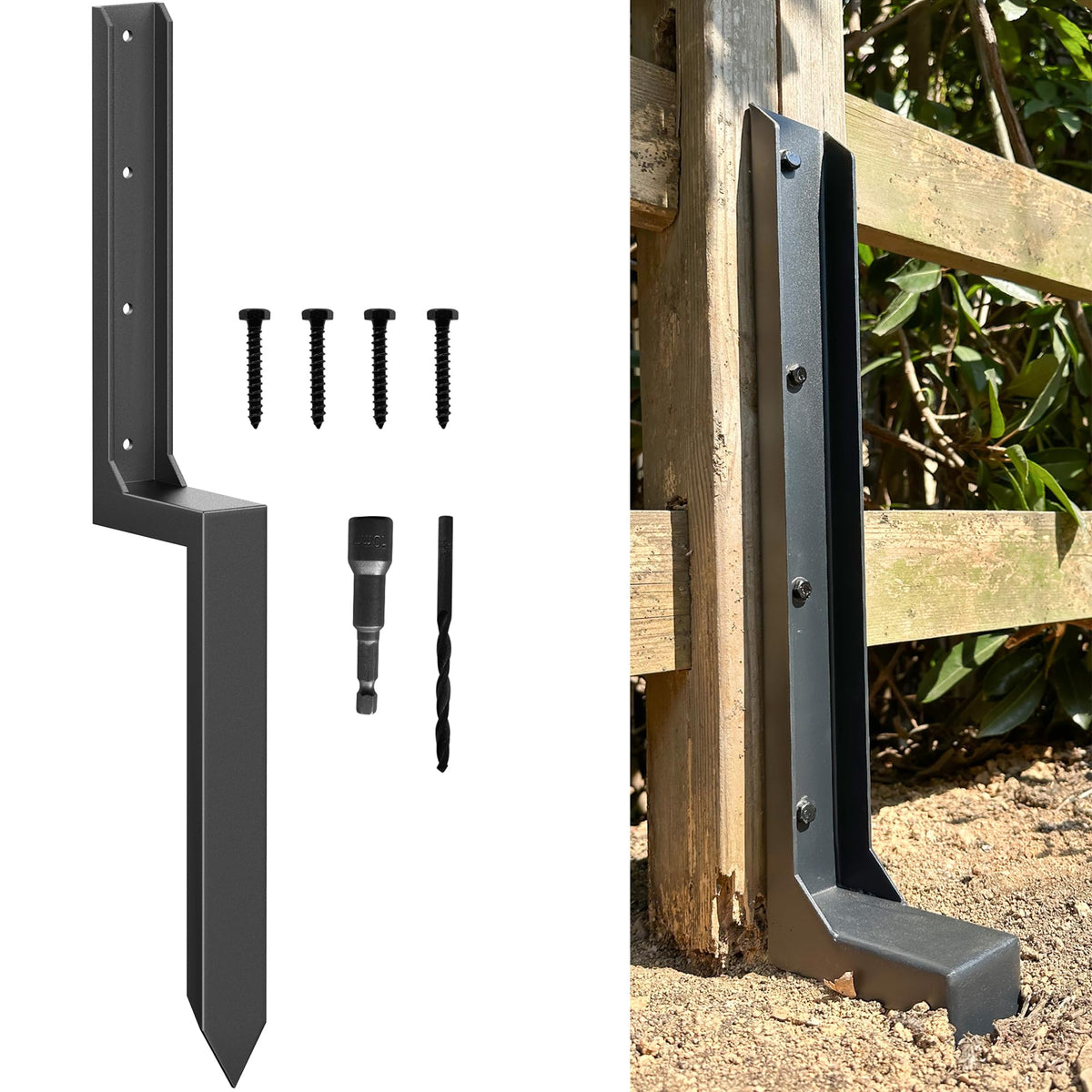ARKSOLDIER fence post anchor kit closeup, durable steel for sturdy 4x4/6x6 posts