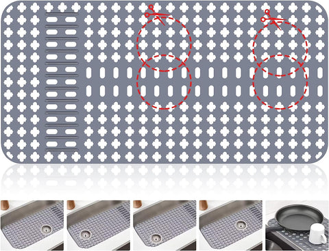 ARLBA silicone sink mat 28x14 front view protects dishes and prevents scratches.