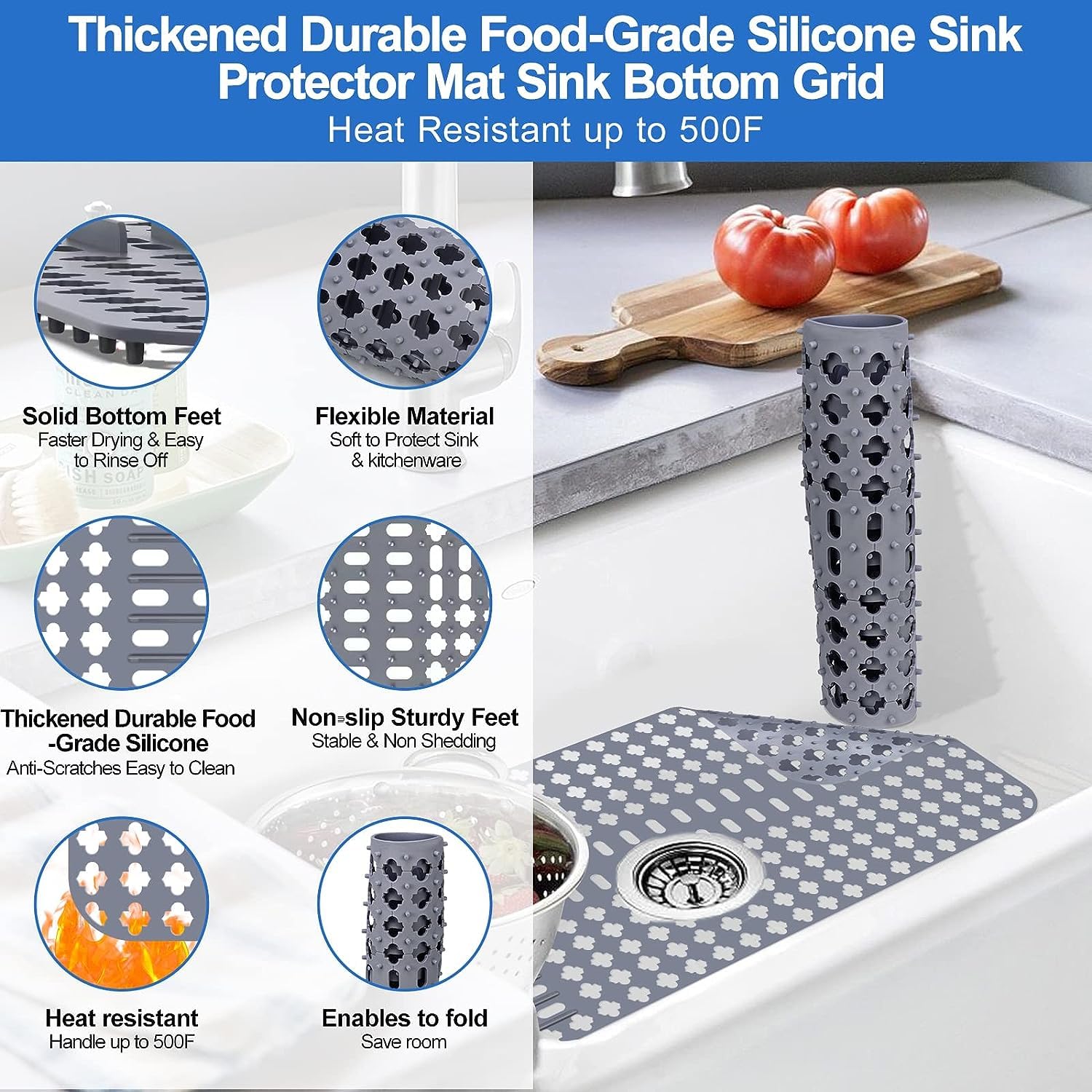 ARLBA sink mat heat-resistance use shows versatile kitchen protection.