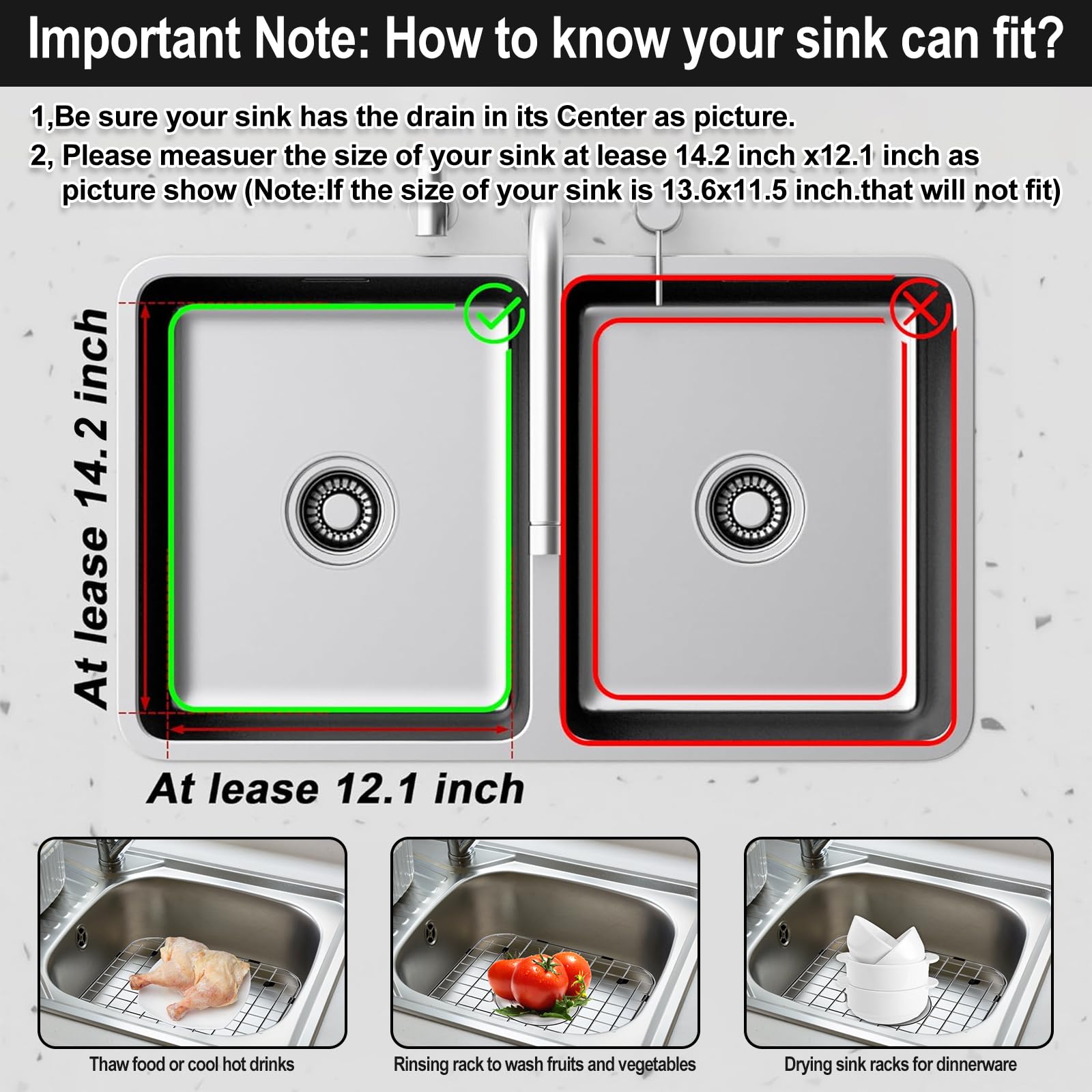 ARLBA grid with rubber feet raises to protect the sink surface