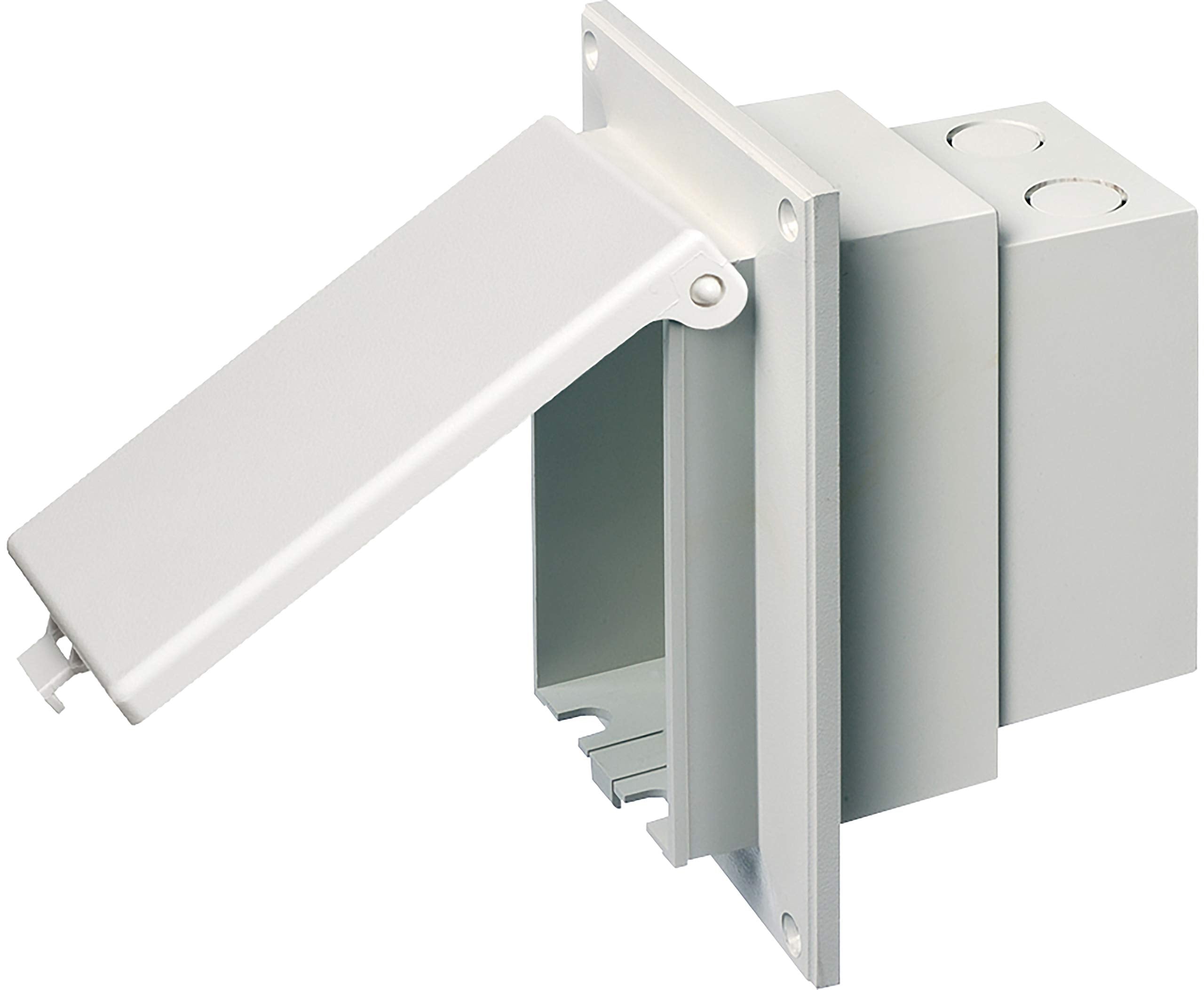 Arlington DBVR1W-1 low profile in-box hides wiring for a clean wall install.