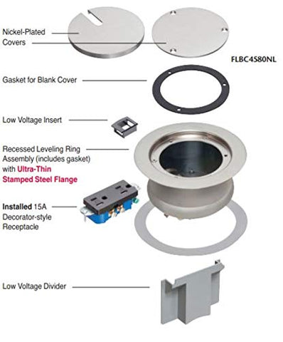 15A decorator-style outlet provides reliable power in concrete floors.