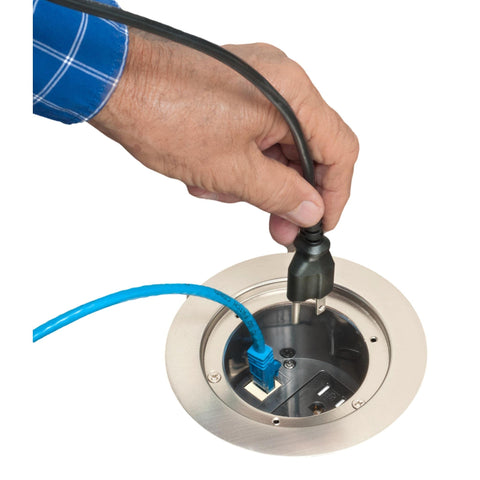 Leveling ring assembly for precise flush installation in concrete.