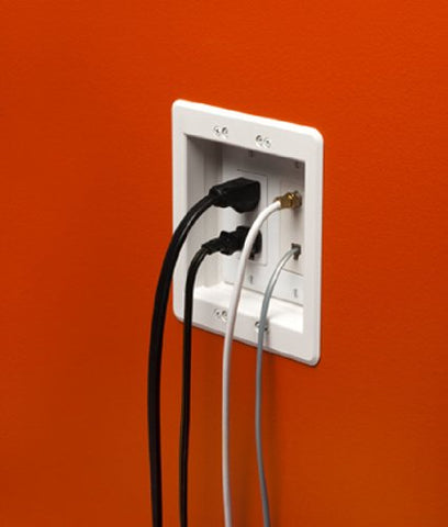 ARLINGTON TVBU505 keeps cables organized behind LCD TVs and stereos