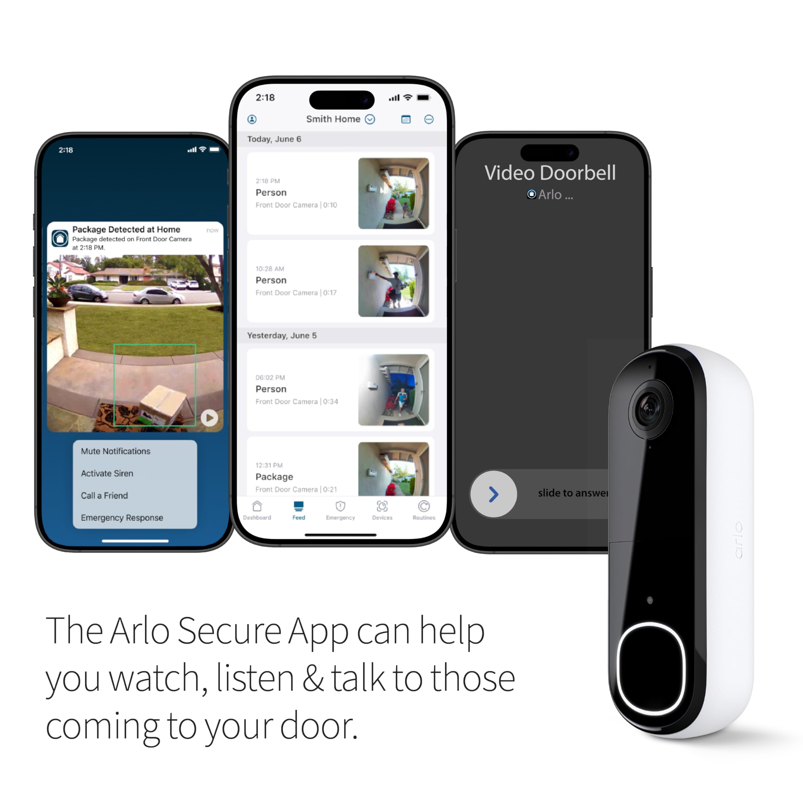 Arlo Video Doorbell 2K night vision in action.