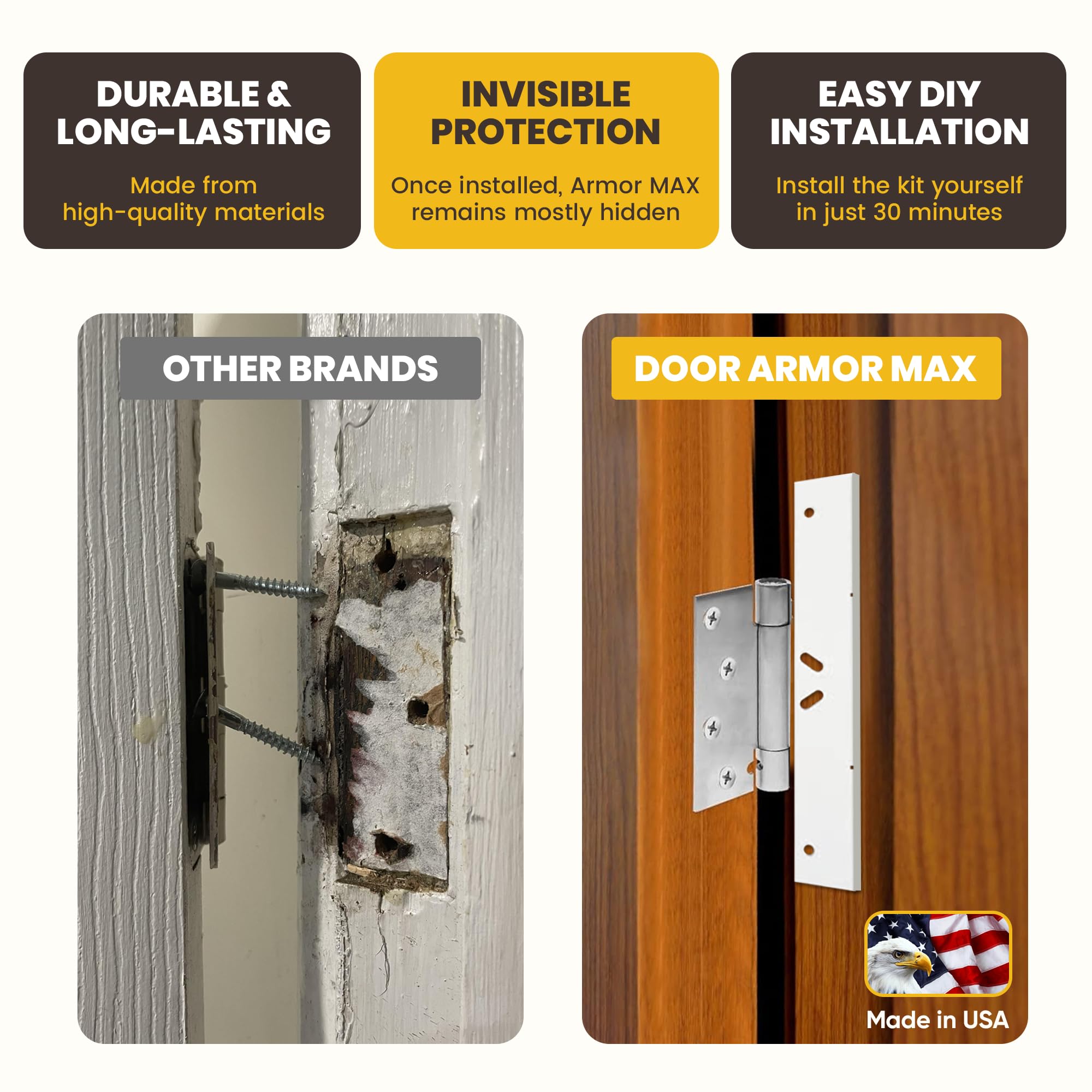 Armor Concepts Door Armor MAX uses corrosion-resistant steel for durable protection.