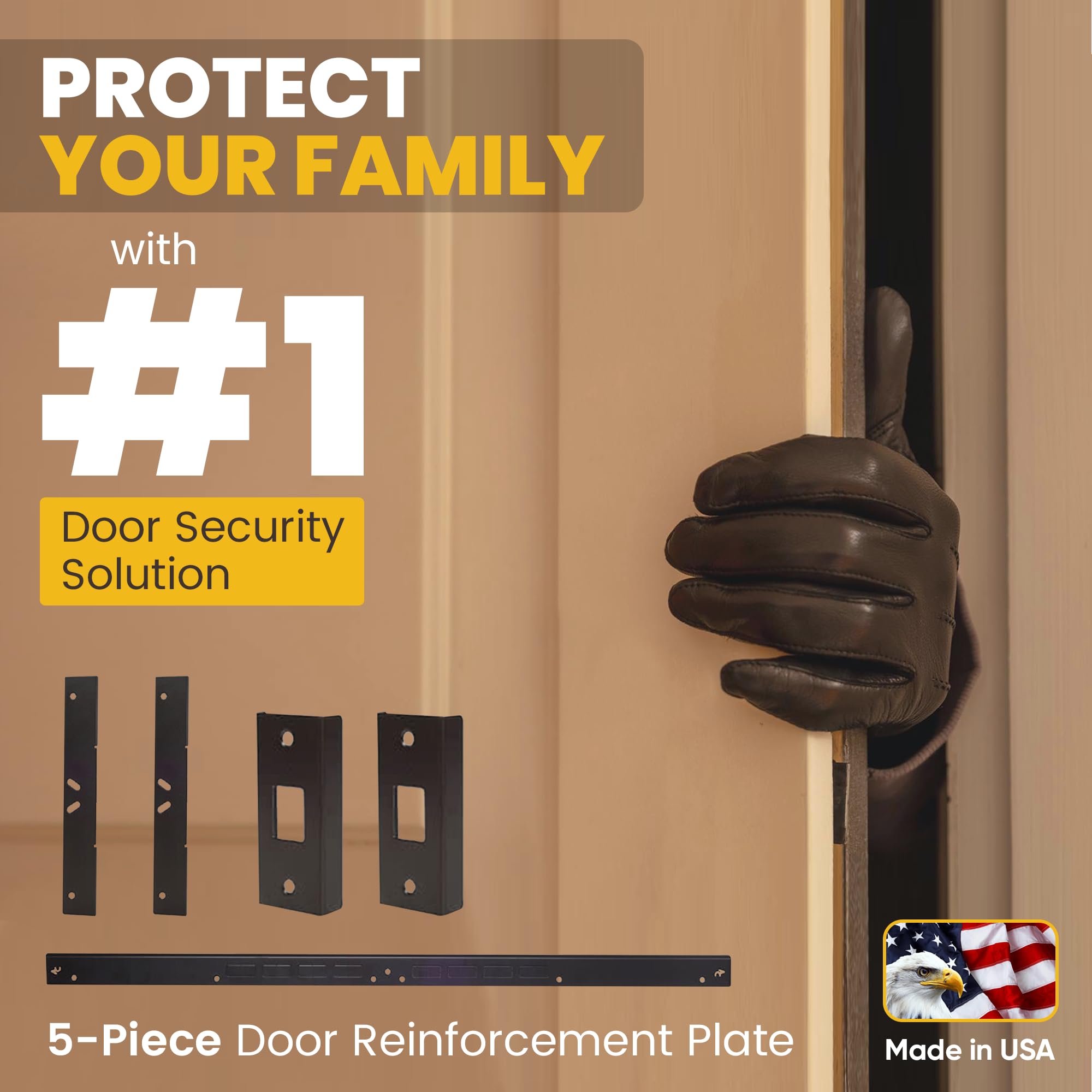 Hardended screws and drill bit included with Door Armor MAX kit