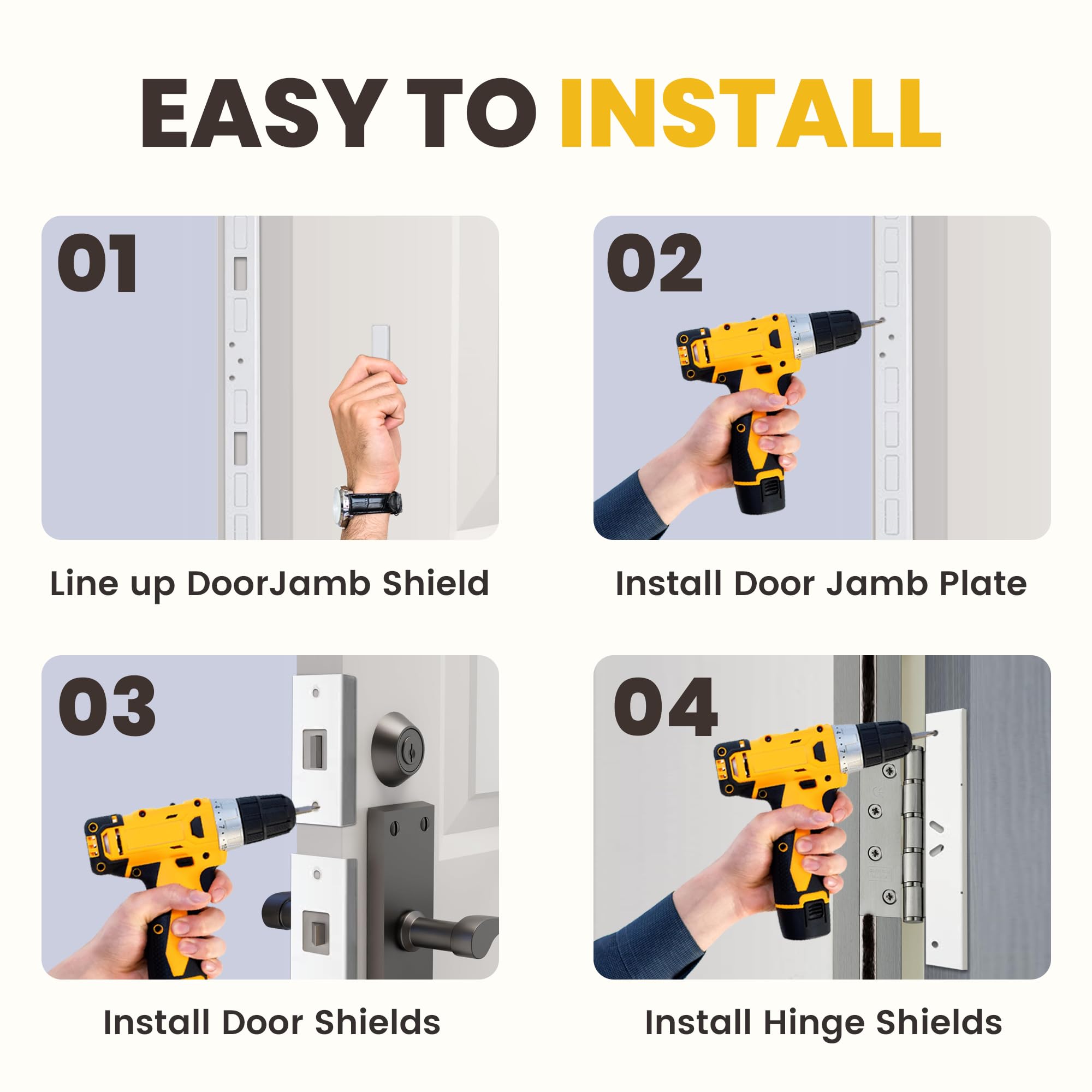 Armor Concepts Door Armor MAX includes screws and drill bit for quick installation.