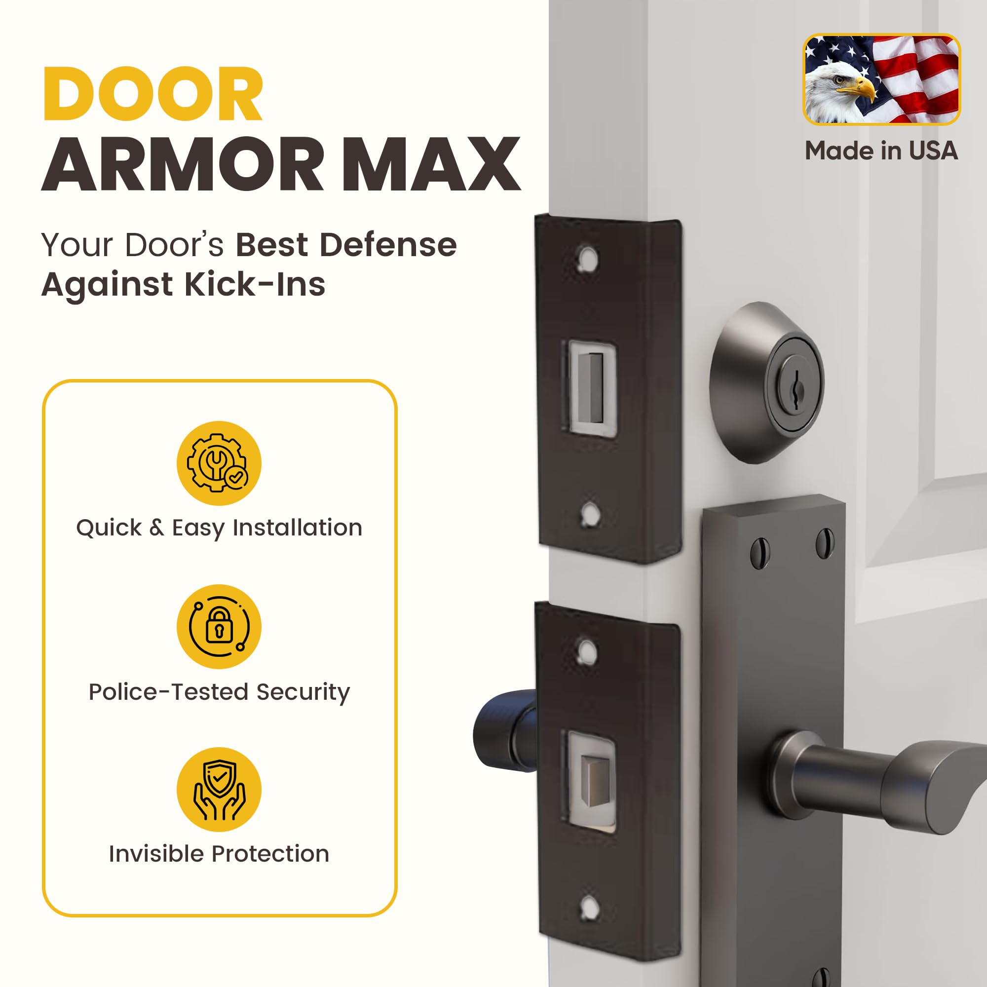 Armor Concepts Door Armor MAX mini shield protects hinge edge on the right side