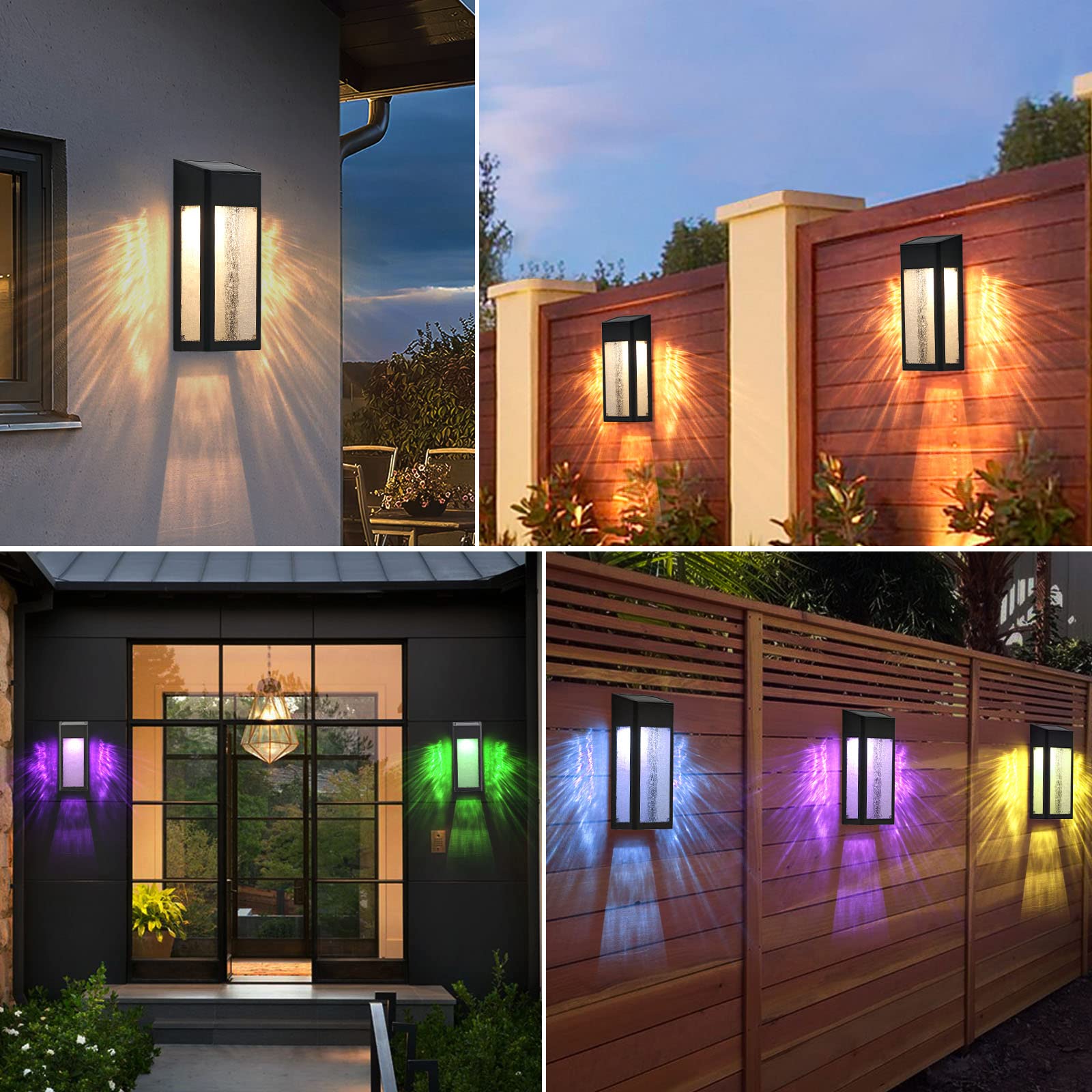 ARMXY seeded-glass fence lights create warm ambiance along walls and fences.