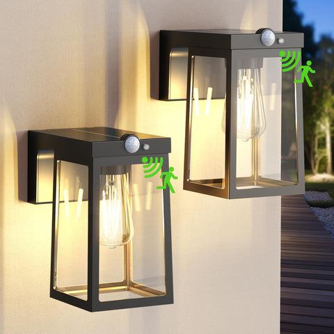 ARMXY solar motion sensor lights illuminate the front door with a warm glow for safer entry