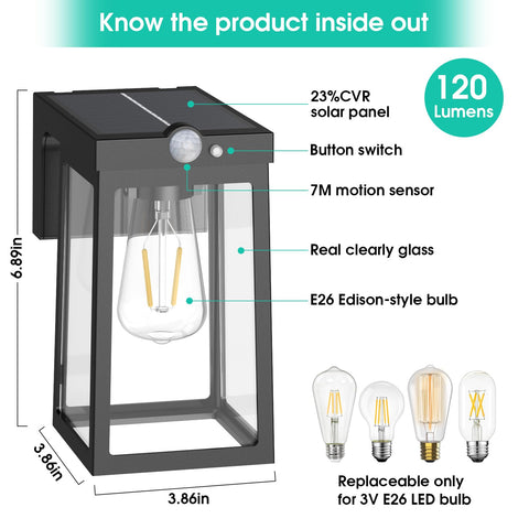 ARMXY weatherproof glass-shade solar light withstands rain and sun for year-round use
