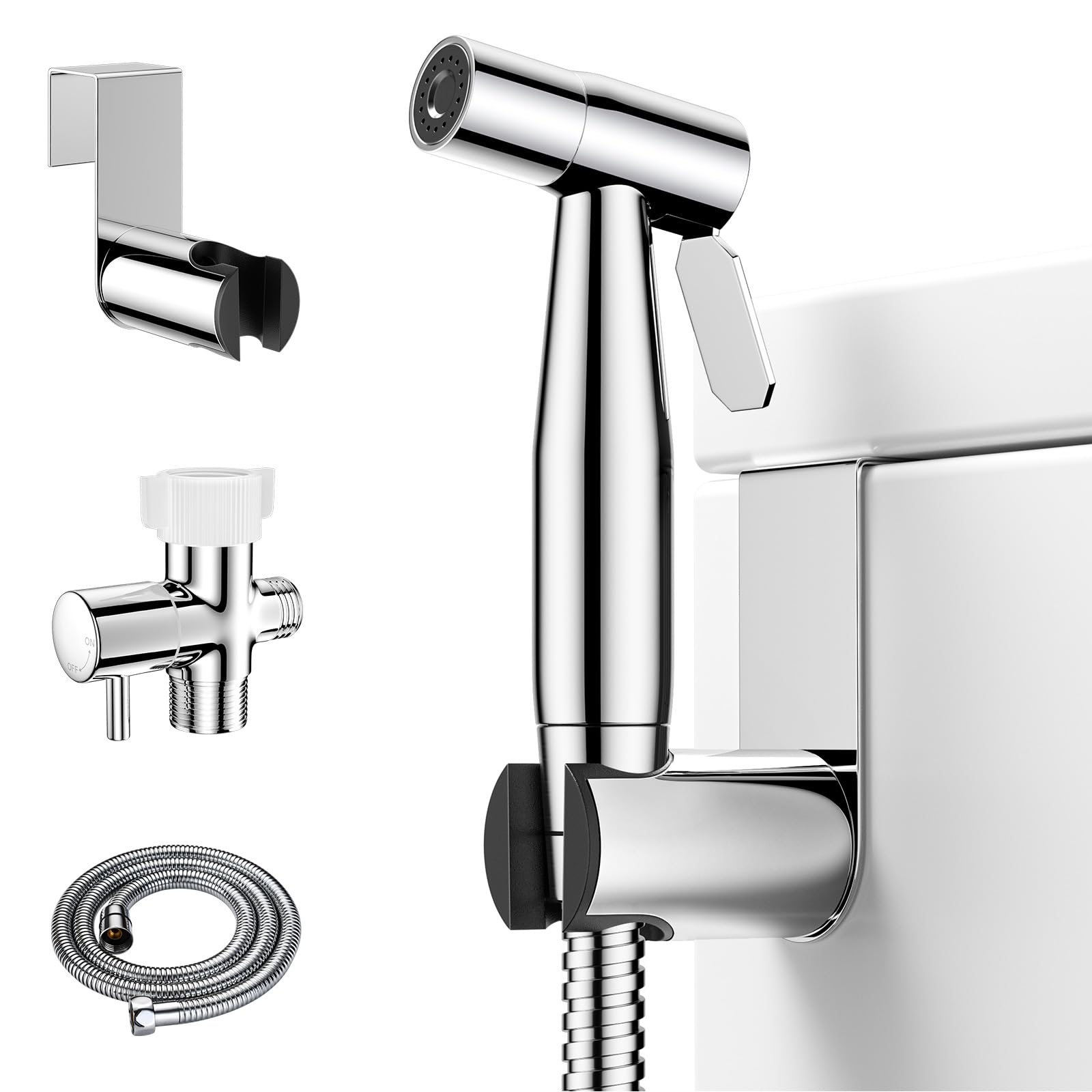 Arofa chrome handheld bidet sprayer with adjustable pressure for gentle cleaning