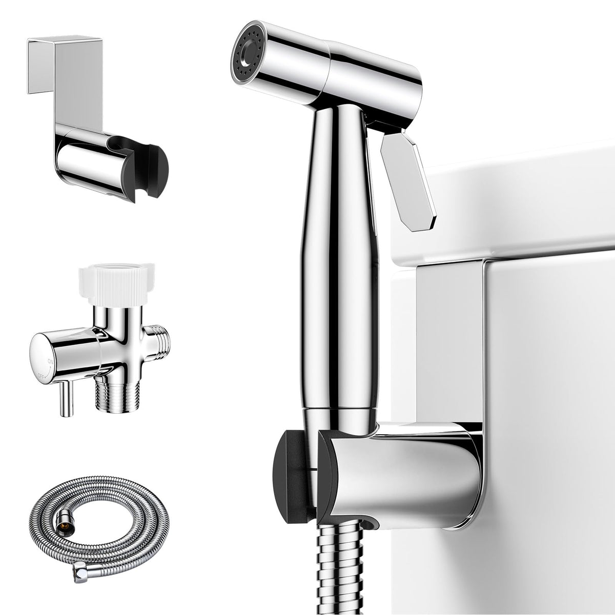 Arofa chrome handheld bidet sprayer with adjustable pressure for gentle cleaning