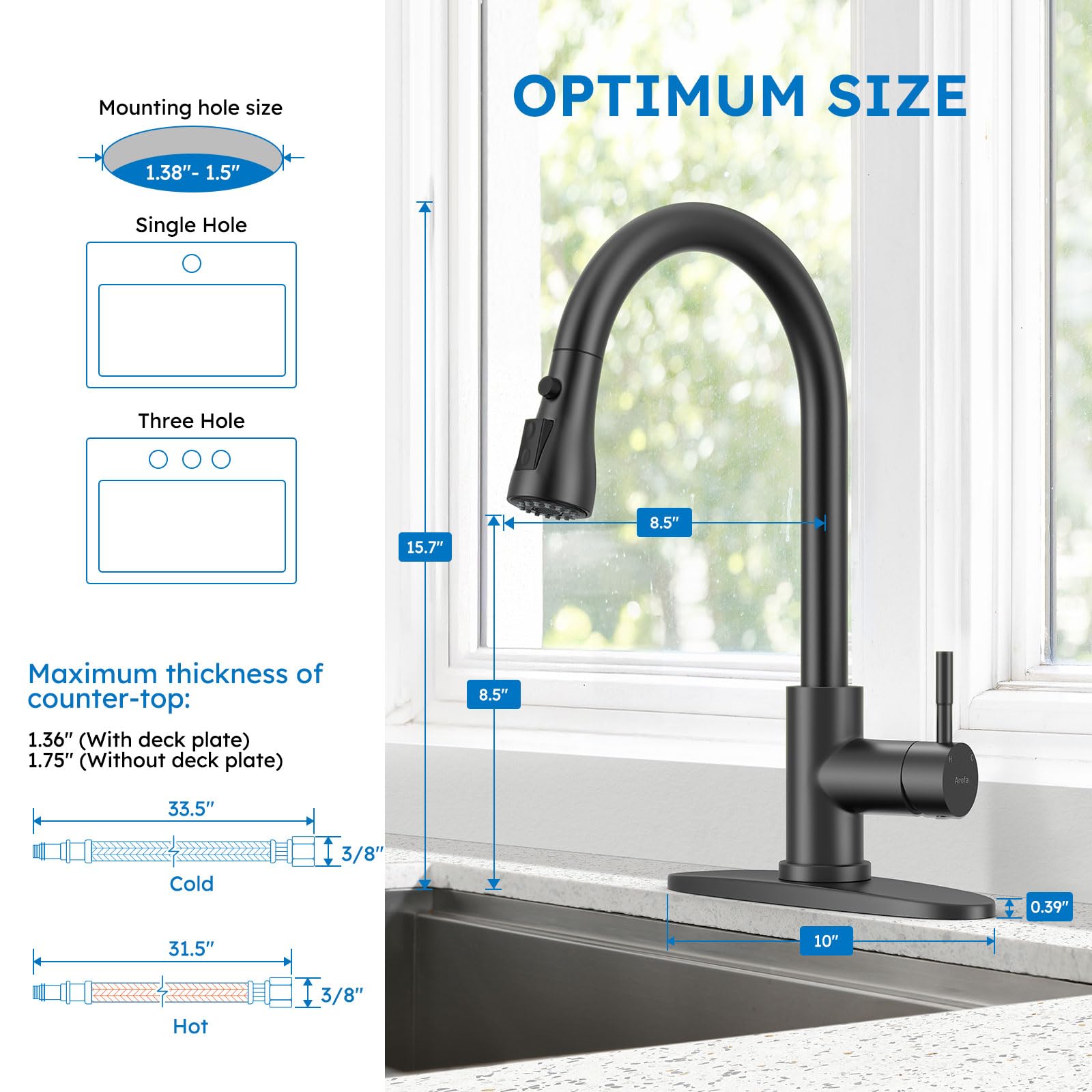 Arofa easy-install faucet for DIY setup and quick installation