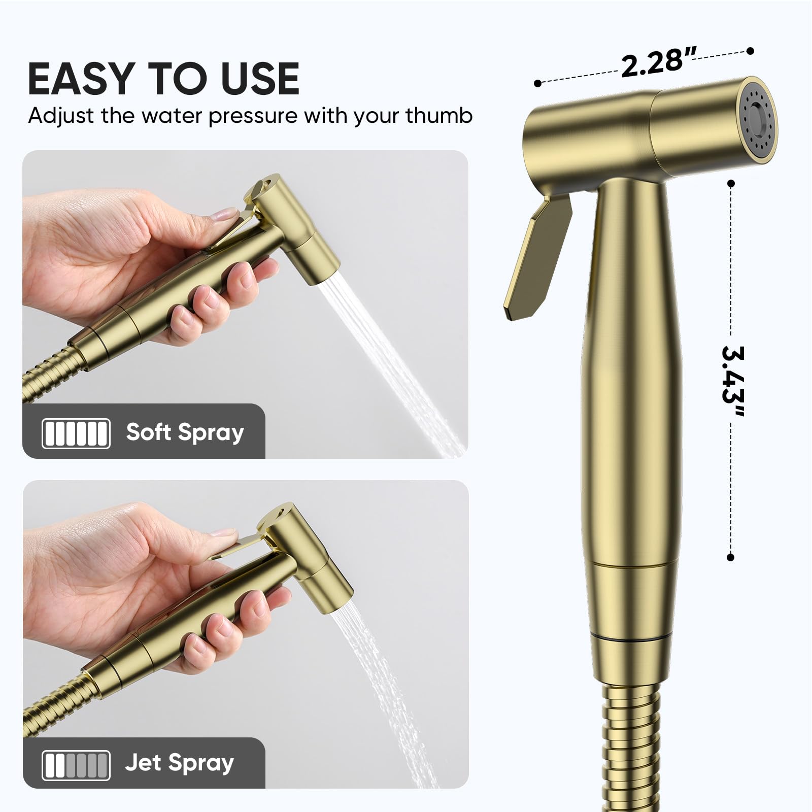 Arofa Gold bidet sprayer brass T-valve for reliable water flow.