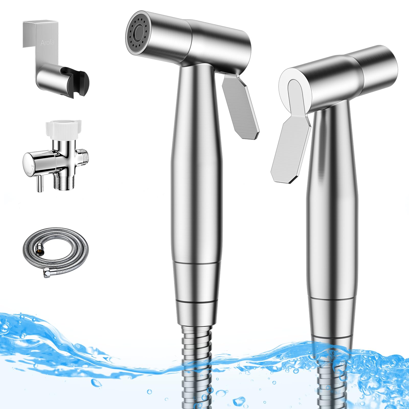 Arofa handheld bidet sprayer 2-pack for easy DIY toilet setup.