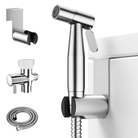 Arofa handheld bidet sprayer in use with adjustable water pressure for precise cleaning