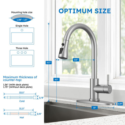 Arofa faucet with 360-degree swivel nozzle for full sink access